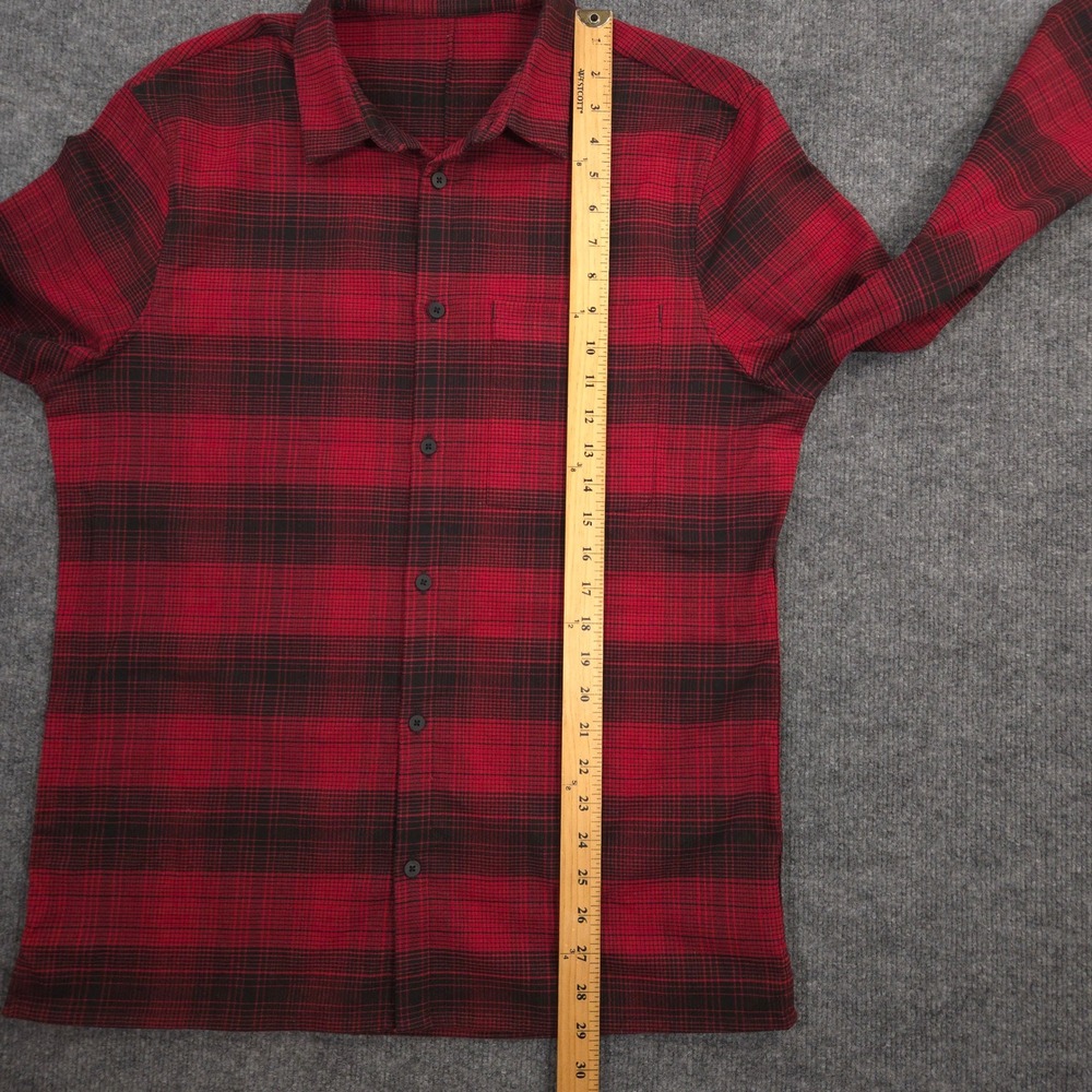 Lululemon Masons Peak Flannel Shirt Mens Large Red Black Long Sleeve Button Up - Picture 6 of 6
